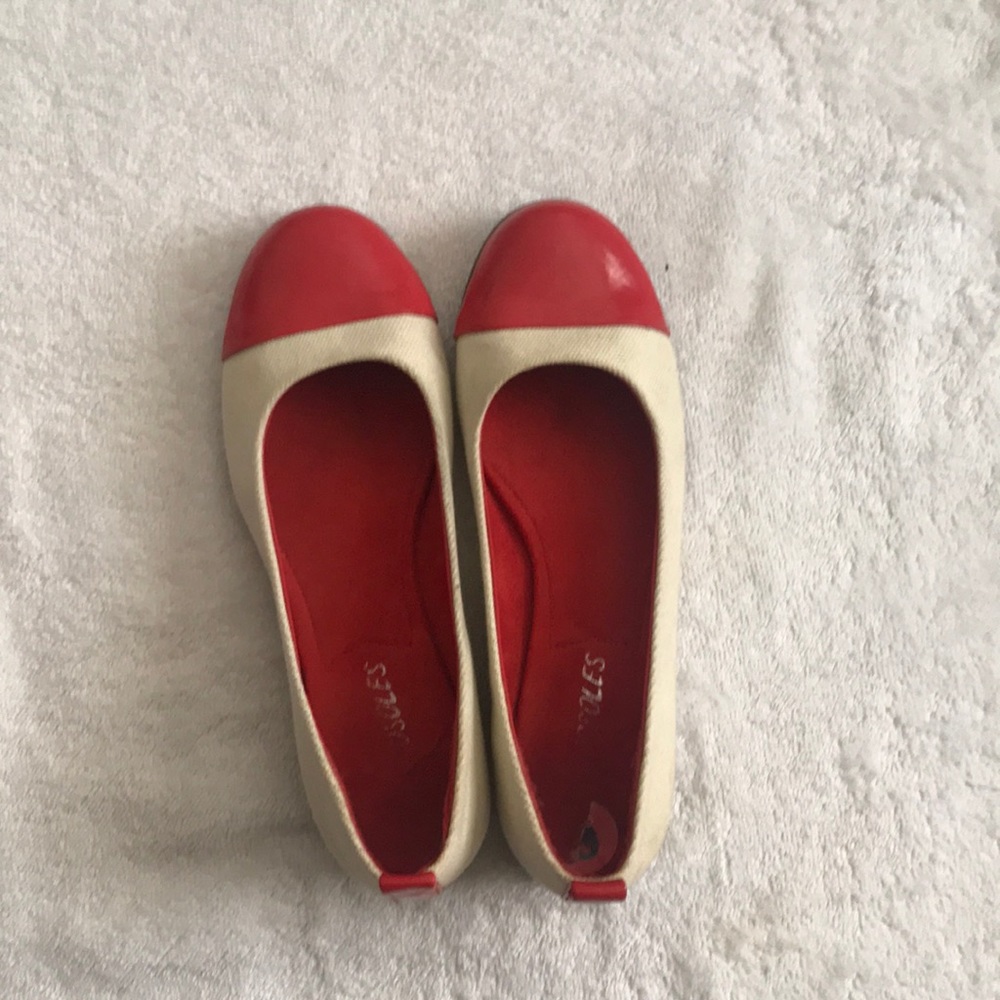 Red and cream shoes